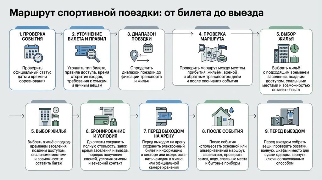 Маршрут спортивной пездки: от билета до выезда